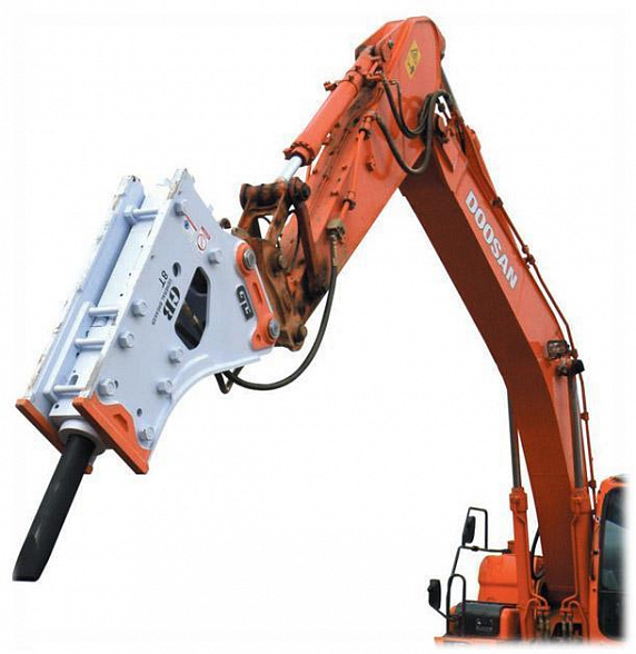 Колесный экскаватор с гидромолотом DOOSAN DX140W 